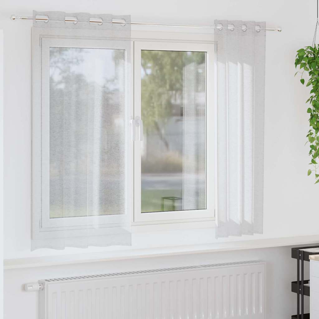 Voile Curtain 2 pcs Light grey 140x175cm Polyester